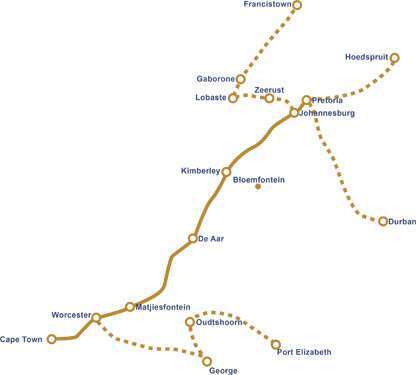 Carte des Itinéraires du Blue Train