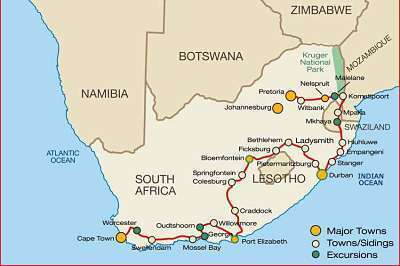 Itineraire Pretoria-Swaziland-Durban-Le Cap Photo Rovos Rail